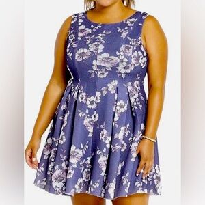 Torrid Dress women’s purple sleeveless floral mesh lined skater dressSz-14.  W12